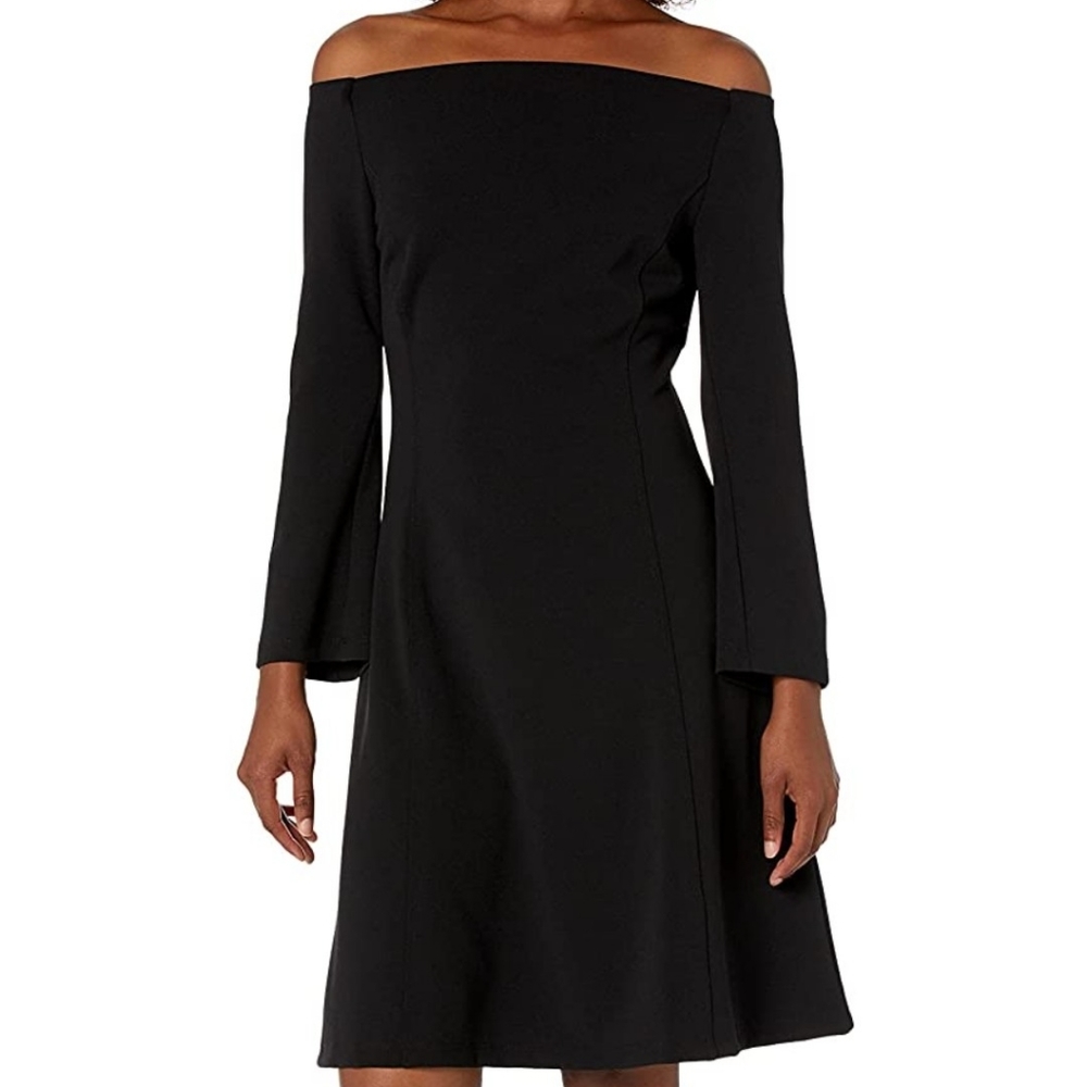 Lark & Ro Women's Long Sleeve Off The Shoulder Fit & Flare Dress